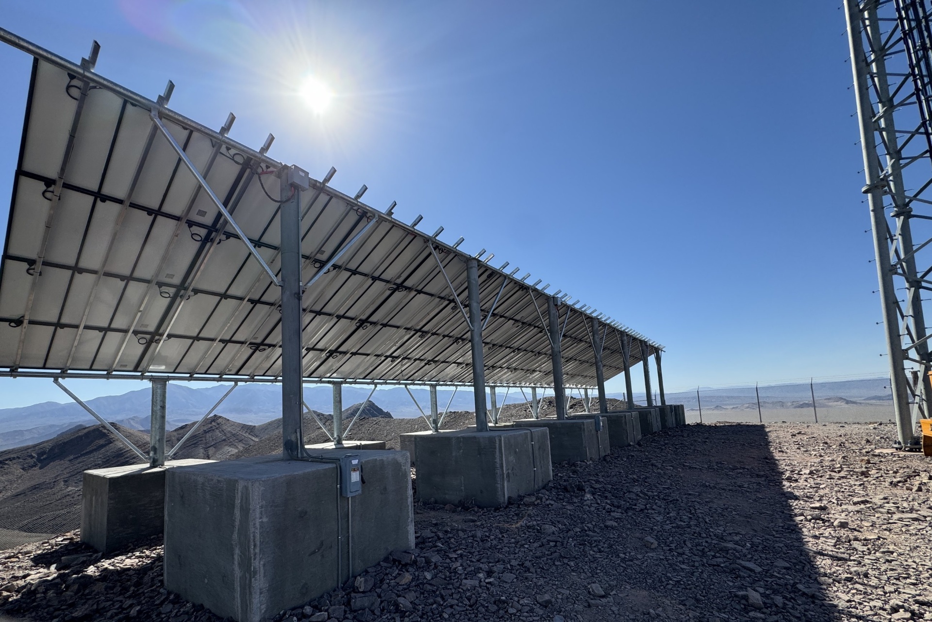Off-grid solar array at a remote site